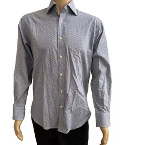 Thomas Dean Shirt Adult Small Blue Gray Geometric Button Up Men’s Small S